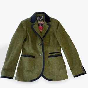 Boden women’s Green Blazer with Dark Blue Trim size 4